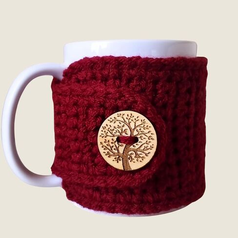 Winter Mug Sweater, Tree of Life Mug Cozy Sleeve, Holiday Cup Cover (Rose Pink) in Kuwait