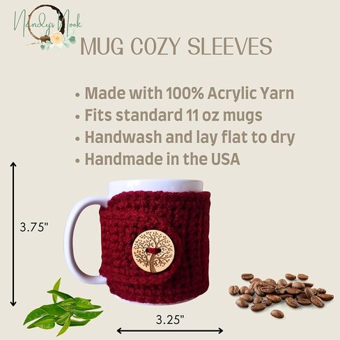 Winter Mug Sweater, Tree of Life Mug Cozy Sleeve, Holiday Cup Cover (Rose Pink) in Kuwait