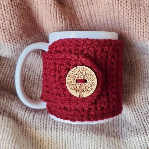 Winter Mug Sweater, Tree of Life Mug Cozy Sleeve, Holiday Cup Cover (Rose Pink) in Kuwait