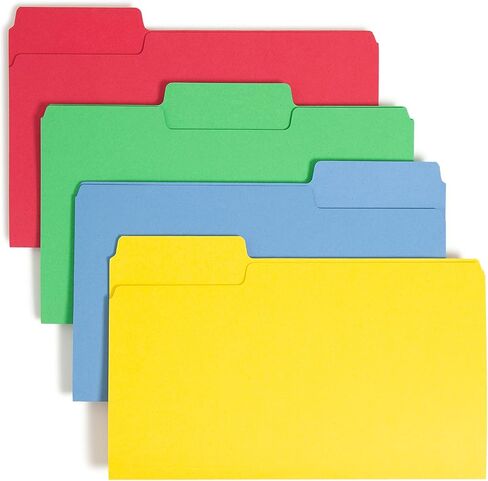 مجلد ملفات Smead SuperTab، علامة تبويب كبيرة الحجم 1/3 قطع، حجم قانوني، ألوان أساسية متنوعة، 100 لكل صندوق (11988) in Saudi Arabia