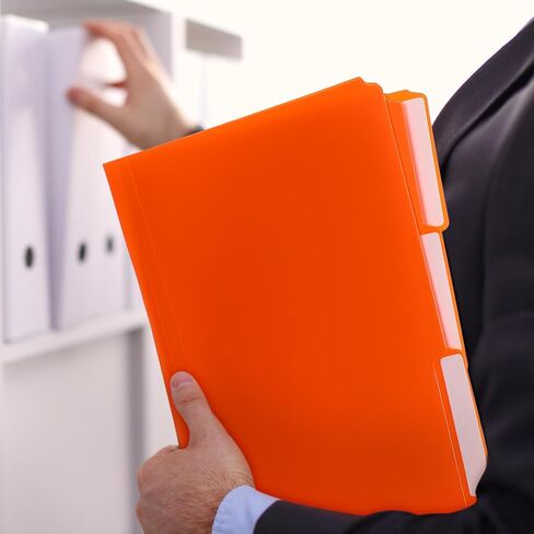 Moinchore 48 حزمة مجلدات ملفات بلاستيكية قوية 1/3 مجلدات ملفات مجلدات حجم الحروف مجلدات مانيلا 8.5 × 11 بوصة مجلدات ملفات مع علامات تبويب وملصقات لاصقة للوازم المنزل المدرسية والمكاتب (برتقالي) in Saudi Arabia
