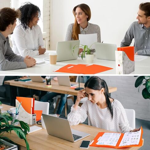 Moinchore 48 حزمة مجلدات ملفات بلاستيكية قوية 1/3 مجلدات ملفات مجلدات حجم الحروف مجلدات مانيلا 8.5 × 11 بوصة مجلدات ملفات مع علامات تبويب وملصقات لاصقة للوازم المنزل المدرسية والمكاتب (برتقالي) in Saudi Arabia
