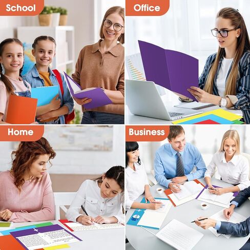 مجلدات بيستويدر مع جيوب، مجلدين جيب (120 حزمة، ألوان متنوعة)، مجلدات ورقية مع جيوب 3 فتحات مثقوبة مع فتحة لبطاقة العمل، حجم الحروف، مجلدات ملفات للمدرسة والمكتب والمنزل in Kuwait