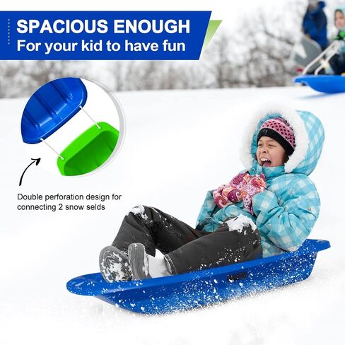 AGPTEK 35 بوصة متين للانحدار Sprinter Toboggan Snow Sled للبنين والبنات والبالغين مع مقابض مدمجة وحبل سحب in Kuwait