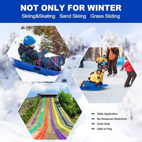 AGPTEK 35 بوصة متين للانحدار Sprinter Toboggan Snow Sled للبنين والبنات والبالغين مع مقابض مدمجة وحبل سحب in Kuwait