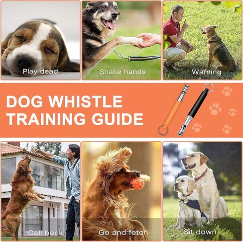 6 قطع من صفارة الكلاب بالموجات فوق الصوتية، صفارة كلب صامتة بالموجات فوق الصوتية مع حبل احترافي لاستدعاء الكلاب وإيقاف نباح الكلاب، صفارة تدريب للكلاب، مع حبل أسود وجهاز نقر (أسود + برتقالي) in Kuwait