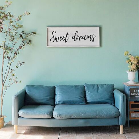 Paquesta Sweet Dreams Wall Decor Above Bed 40''×15'' Large Farmhouse Bedroom Decor Wood Guest Room Decor Framed Wall Art Rustic Master Bedroom Essentials Wall Decoration (Large) in Saudi Arabia