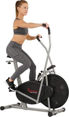 Sunny Health & Fitness Air Bike Fan Exercise Bike with Digital Monitor, Full Motion Arm Exercisers, and Adjustable Seat in Saudi Arabia