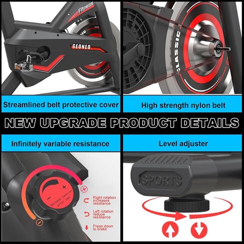 GEONEO Exercise Bike, Exercise Bike for Home, Stationary Indoor Cycling Bike Cardio Gym with pad Holder and LCD Monitor,Silent Belt Drive & 35 LBS Flywheel in Saudi Arabia