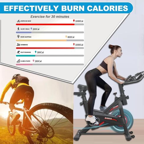 GEONEO Exercise Bike, Exercise Bike for Home, Stationary Indoor Cycling Bike Cardio Gym with pad Holder and LCD Monitor,Silent Belt Drive & 35 LBS Flywheel in Saudi Arabia