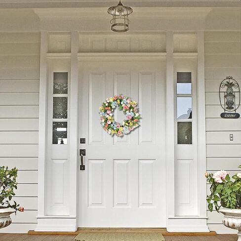 16 Inch Wreath - Artificial Spring Wreaths for Front Door - Spring Summer Flower Wreaths wirh Rose and Hydrangea - Floral Wreath for All Seasons Door Wall Window Festival Farmhouse in Saudi Arabia
