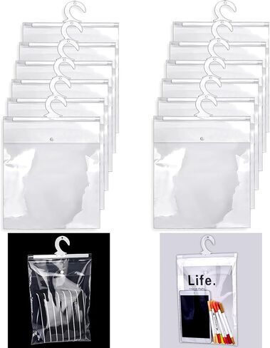 Hanging Storage Bags,Large Hook Hang-Up Clear Plastic Bags,Book Pouch Kids School Supply Kit for Classroom Library Pharmacy Use,School Supplies for Girls and Boys,10" X13" (Set of 12) in Kuwait