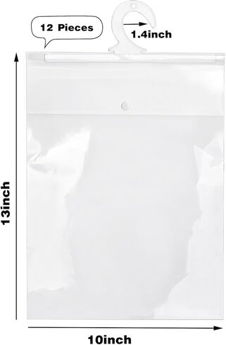 Hanging Storage Bags,Large Hook Hang-Up Clear Plastic Bags,Book Pouch Kids School Supply Kit for Classroom Library Pharmacy Use,School Supplies for Girls and Boys,10" X13" (Set of 12) in Kuwait