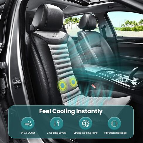 غطاء مقعد سيارة تبريد Snailax، وسادة مقعد سيارة تبريد مع تدليك الظهر، غطاء مقعد تبريد للسيارات والمكتب المنزلي، 2 سرعة هواء تبريد و2 شدة تدليك، متضمن محول السيارة والمنزل in Kuwait