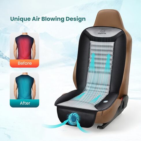 غطاء مقعد سيارة تبريد Snailax، وسادة مقعد سيارة تبريد مع تدليك الظهر، غطاء مقعد تبريد للسيارات والمكتب المنزلي، 2 سرعة هواء تبريد و2 شدة تدليك، متضمن محول السيارة والمنزل in Kuwait