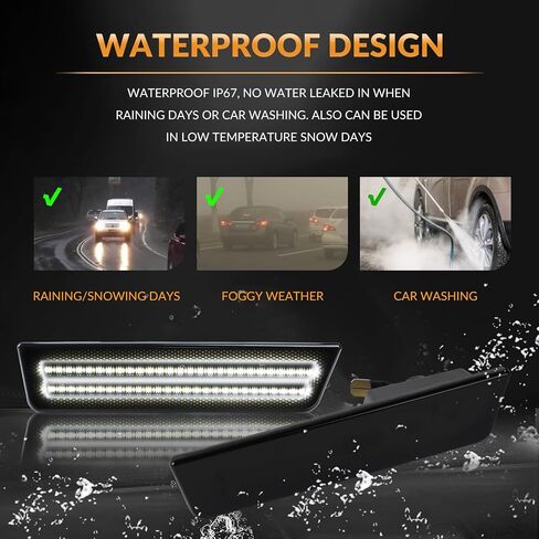 DERMOKA LED Side Marker Lights Rear White Bumper Marker Lamp Reflectors for 2008-14 Dodge Challenger & 2011-14 Charger 2PCS, Smoked Len in Saudi Arabia