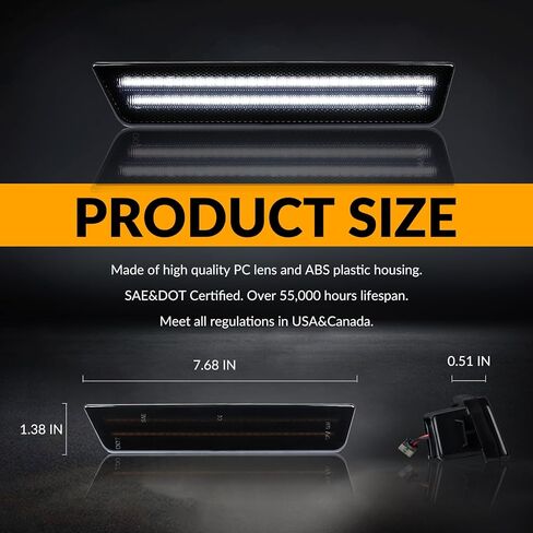 DERMOKA LED Side Marker Lights Rear White Bumper Marker Lamp Reflectors for 2008-14 Dodge Challenger & 2011-14 Charger 2PCS, Smoked Len in Saudi Arabia