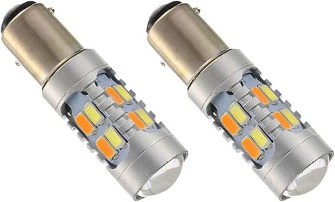 BlyilyB 2-Pack 1157 BAY15D 5730 20 SMD كهرماني/أبيض 6000-6500K مفاتيح إشارات الانعطاف LED 3.8 وات 12 فولت فائقة السطوع 1000 لومن مصباح ضوء الفرامل in Kuwait