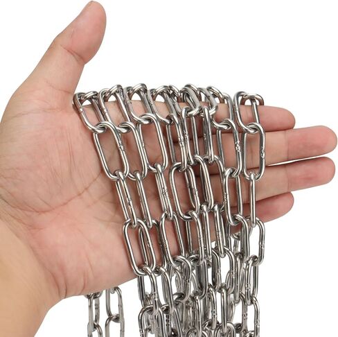 LEXININ 1/8 Inch x 32 Ft Stainless Steel Proof Coil Chain, 3mm x 10m Metal Chain Link for Hanging Clothes, Plants in Saudi Arabia