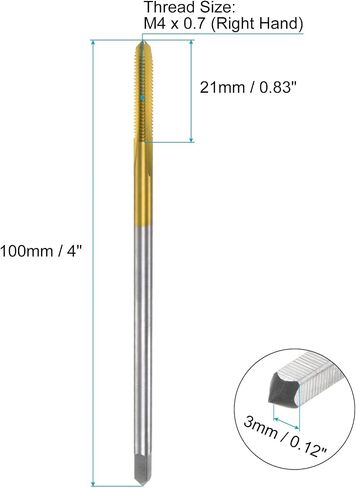 uxcell Metric Thread Tap M5 x 0.8 H2 100mm Extra Long Titanium Coated High Speed Steel 6542 Straight Flute Screw Thread Milling Machine Taps Threading Tapping Repair Tool in Saudi Arabia
