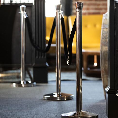 الوزن الأمريكي - U2140 Premier Chrome Post وحبل أسود مخملي للتحكم في الحشود in Kuwait