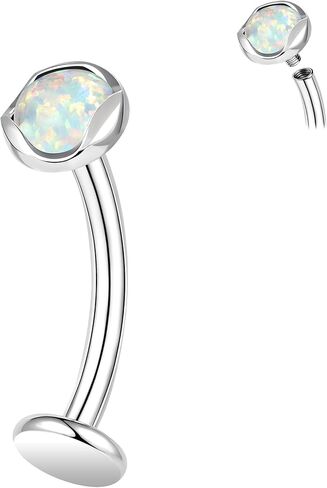 ZS ASTM F136 Titanium Belly Button Ring, 14G Opal Stones Navel Jewelry, 6/8/10/12/14MM Internally Threaded Long Bar Navel Barbell Stud Flat Back Belly Piercing in Saudi Arabia