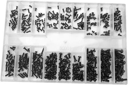 HOTMMGR مجموعة متنوعة من البراغي الصغيرة 18 نوعًا M1.2 / M1.4 / M2.0 مجموعة مسامير صغيرة صغيرة لساعات النظارات (أسود) in Kuwait