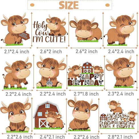 24pcs Highland Cow Cupcake Toppers Decorations Highland Cow Birthday Party Decorations Brown Cow Birthday Cupcake Topper Decorations for Western Highland Cow Birthday Party Baby Shower Supplies in Saudi Arabia