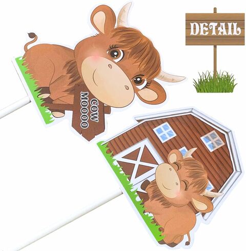 24pcs Highland Cow Cupcake Toppers Decorations Highland Cow Birthday Party Decorations Brown Cow Birthday Cupcake Topper Decorations for Western Highland Cow Birthday Party Baby Shower Supplies in Saudi Arabia
