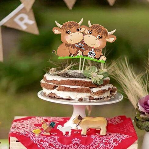 24pcs Highland Cow Cupcake Toppers Decorations Highland Cow Birthday Party Decorations Brown Cow Birthday Cupcake Topper Decorations for Western Highland Cow Birthday Party Baby Shower Supplies in Saudi Arabia