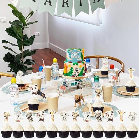 48pc Girl Wild Cupcake Toppers,Jungle Safari Animal Them Party Cake Decorations Supplies in Saudi Arabia