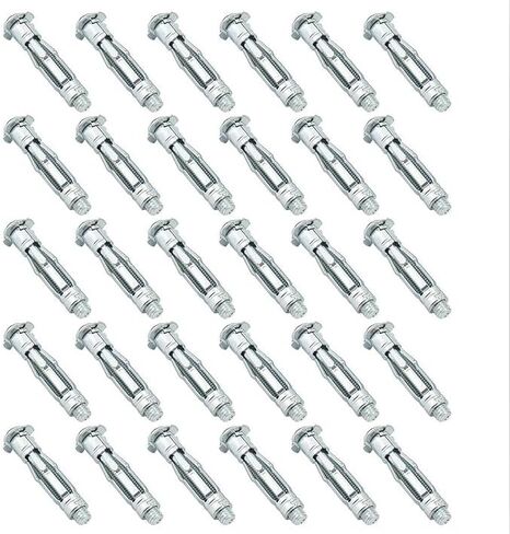 SJZBIN 30PCS Silver M4x38 Metal Molly Bolts Hollow Wall Anchors Drywall Anchors for Heavy Duty Picture Hangers, Hand Mirror, Floating Shelves, Wall Clock in Saudi Arabia