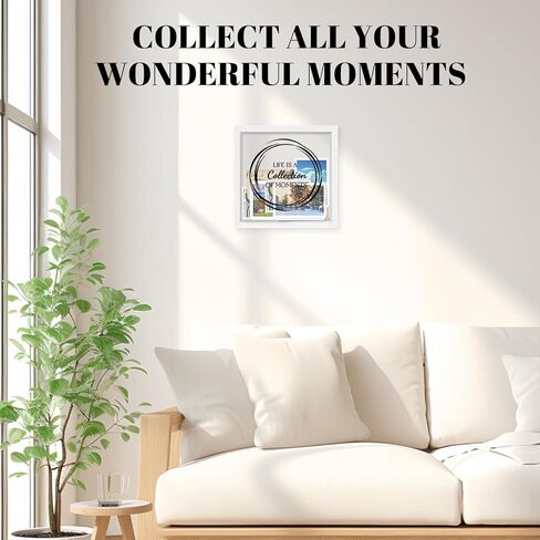 Shadow Box Frame, Wood Photo Storage Box, Keepsake Ticket Box with Slot, Memory Display Case for Desk Wall Deco ((8X8 Wood) in Kuwait