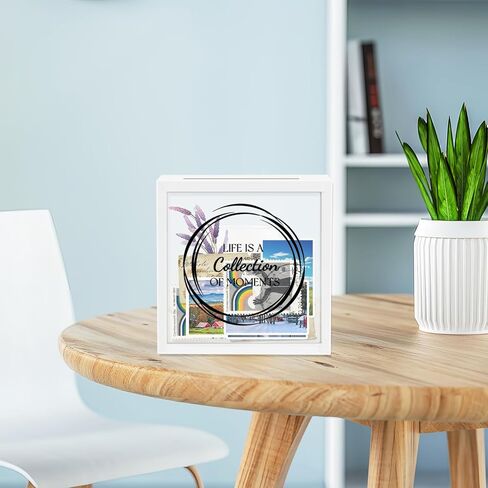 Shadow Box Frame, Wood Photo Storage Box, Keepsake Ticket Box with Slot, Memory Display Case for Desk Wall Deco ((8X8 Wood) in Kuwait