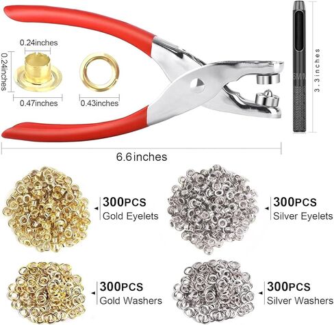 1203 Pcs Grommet Eyelet Pliers Tool Kit-1/4 Inch Eyelet Hole Punch Pliers Kit, for Fabric, Leather, Belt, Shoes, Clothes in Kuwait