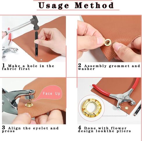 1203 Pcs Grommet Eyelet Pliers Tool Kit-1/4 Inch Eyelet Hole Punch Pliers Kit, for Fabric, Leather, Belt, Shoes, Clothes in Kuwait