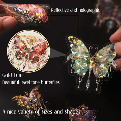 Dizdkizd Glitter Holographic Stickers, Europe Stained Glass Window Theme, Transparent and Waterproof, 60 Pieces Aesthetic Art Stickers Large for Scrapbooking, Card Making, Bible Journal, Craft Project in Saudi Arabia
