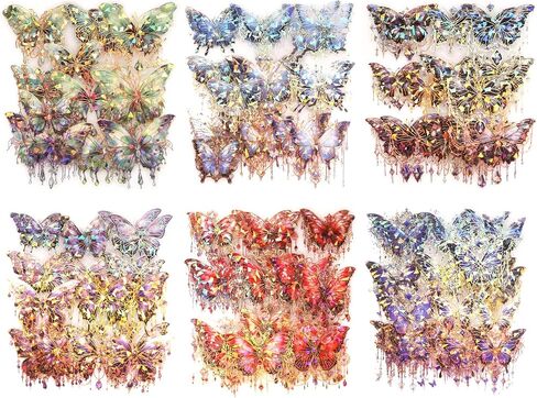 Dizdkizd Glitter Holographic Stickers, Europe Stained Glass Window Theme, Transparent and Waterproof, 60 Pieces Aesthetic Art Stickers Large for Scrapbooking, Card Making, Bible Journal, Craft Project in Saudi Arabia