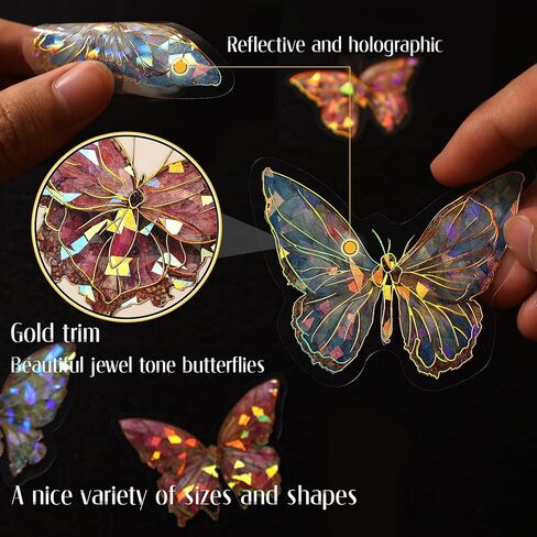 ملصقات ثلاثية الأبعاد لامعة من Dizdkizd، موضوع نافذة من الزجاج الملون في أوروبا، شفافة ومقاومة للماء، 60 قطعة من الملصقات الفنية الجمالية الكبيرة لسجل القصاصات، وصناعة البطاقات، ومجلة الكتاب المقدس، والمشروع الحرفي in Kuwait