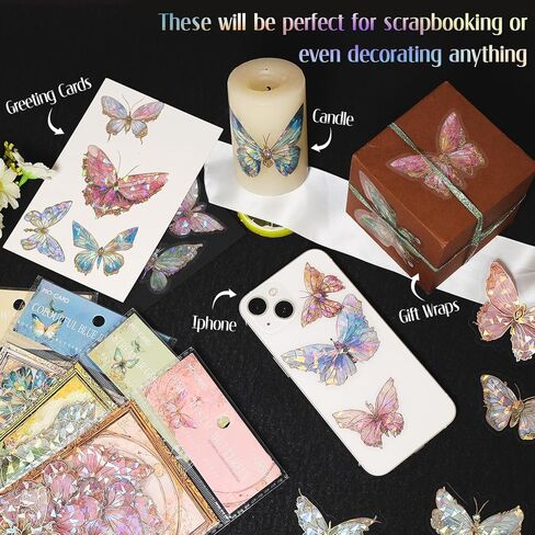 ملصقات ثلاثية الأبعاد لامعة من Dizdkizd، موضوع نافذة من الزجاج الملون في أوروبا، شفافة ومقاومة للماء، 60 قطعة من الملصقات الفنية الجمالية الكبيرة لسجل القصاصات، وصناعة البطاقات، ومجلة الكتاب المقدس، والمشروع الحرفي in Kuwait