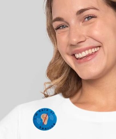 I Am Hard Of Hearing pin - single 2.25 inch pinback button (blue 2) in Saudi Arabia