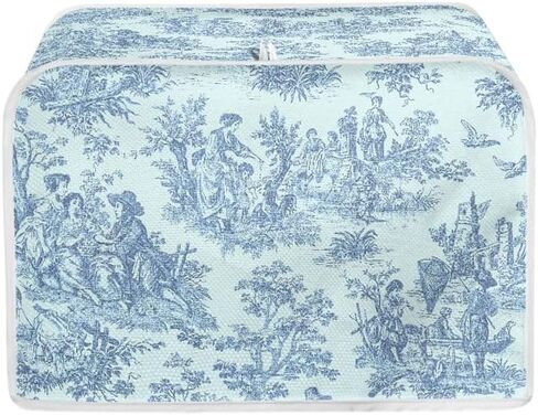 French Countryside Retro Blue Toaster Dust Cover 2 Slice Bread Maker Cover Small Appliance Toaster Dust Cover, Machine Washable in Saudi Arabia