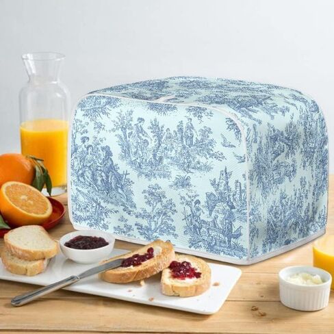 French Countryside Retro Blue Toaster Dust Cover 2 Slice Bread Maker Cover Small Appliance Toaster Dust Cover, Machine Washable in Saudi Arabia