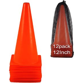 12 Inch Traffic Training Cones, 12 Pack Cones Sports Training Agility Plastic Safety Parking Cones, Agility Field Marker Cones for Soccer Basketball Football, Outdoor Sport Activity in Saudi Arabia