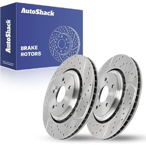 AutoShack Pair of 2 Front Drilled and Slotted Brake Rotors Silver Driver and Passenger Side Replacement for 2014-2016 Acura MDX 2015 2016 2017 2018 2019 2020 TLX 2.4L 3.5L V6 AWD FWD PR1081065DSZPR in Saudi Arabia