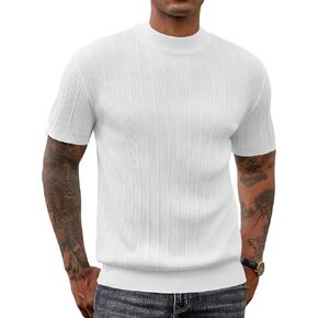 COOFANDY Men's Mock Turtleneck Sweater Short Sleeve Casual Basic Tops Ribbed Knit Pullover Solid Tee in Saudi Arabia