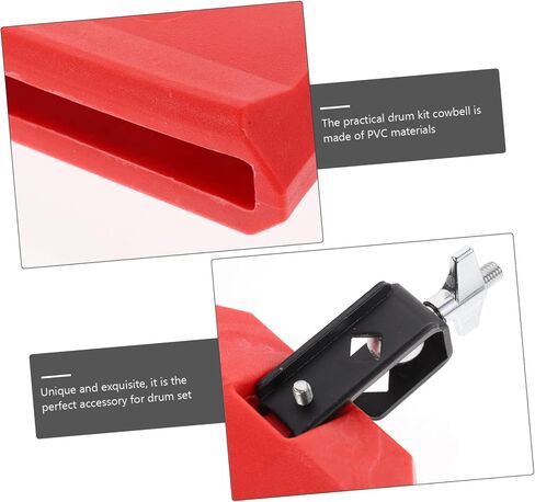 Red 6-Inch Cowbell for Drum Set Percussion Instrument Accessory Sturdy and Wear-Resistant for Musicians Suitable for Drumming and Performance in Saudi Arabia
