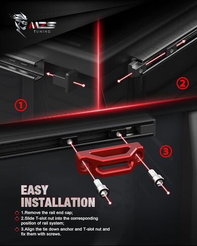 MZS TIE أسفل المرساة مراسلة السرير t slot slot duts متوافقة مع Tacoma Tundra RAM 1500 Gladiator Truck Deck Rail Sail for Cargo ، استبدل PT278-35160 PT278-35112 PT278-35111 Black 4PCS in Saudi Arabia
