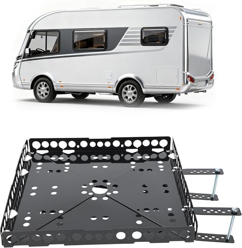 KUAFU RV Cargo Carrier Universal for RVs Campers Trailers Tray Generator Rear Bumper Cargo Luggage Basket Rack (Black) in Saudi Arabia
