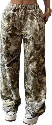 SOLY HUX Girl's Camo Pants Elastic Waist Baggy Wide Leg Y2k Sweatpants with Pockets Casual Streetwear in Saudi Arabia